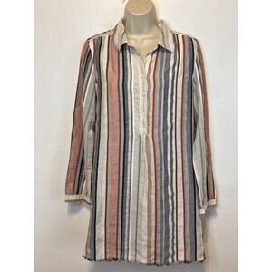 LILLA P Dress Size Medium cotton blend stripe shirt dress Coastal Core